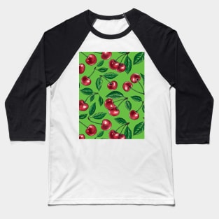 Red cherries on green Baseball T-Shirt